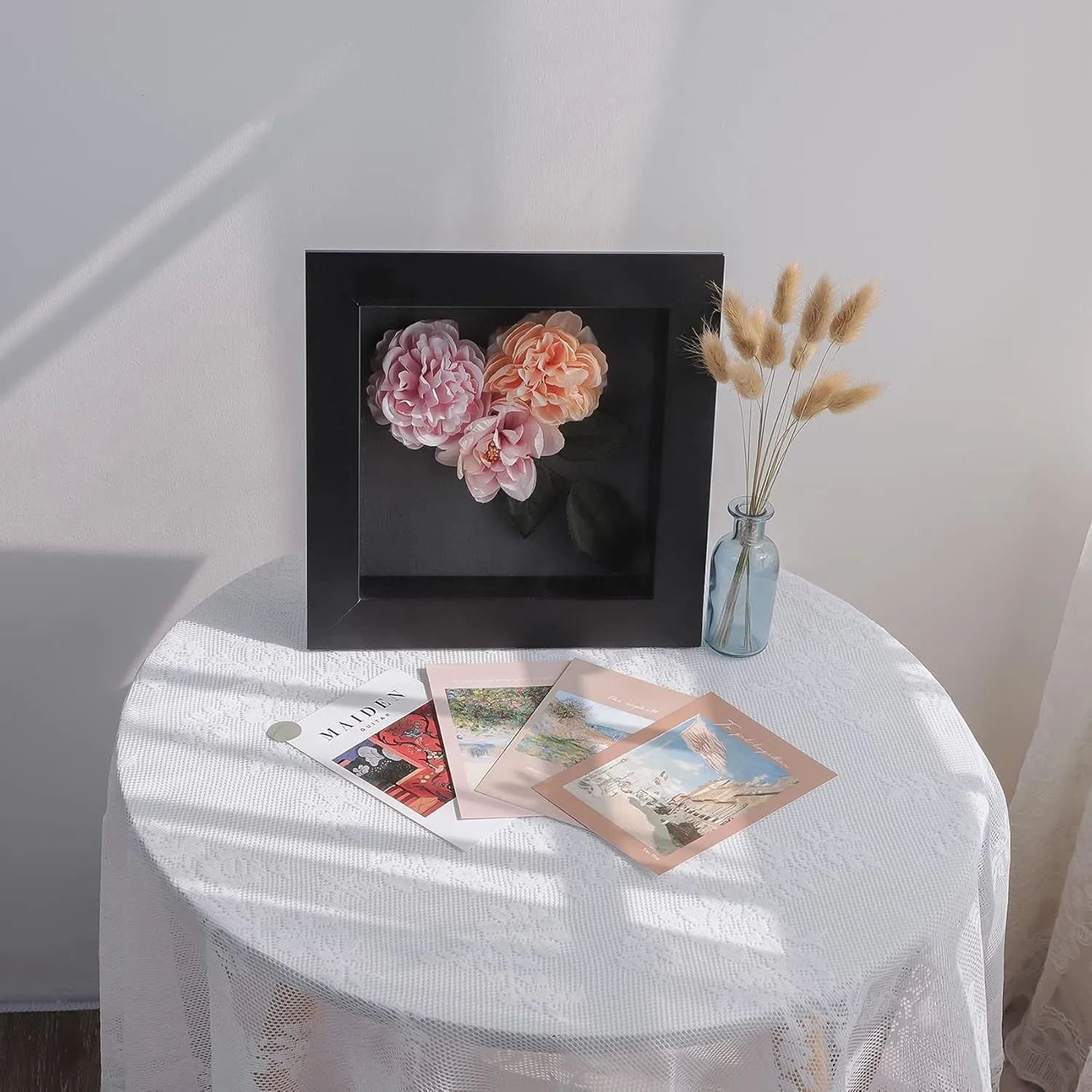 , 8X8 Shadow Box Frame Display Case, 2-Inch Depth, Great for Collages, Collections, Mementos, 6 Pins Included (Black, 1 Pack)
