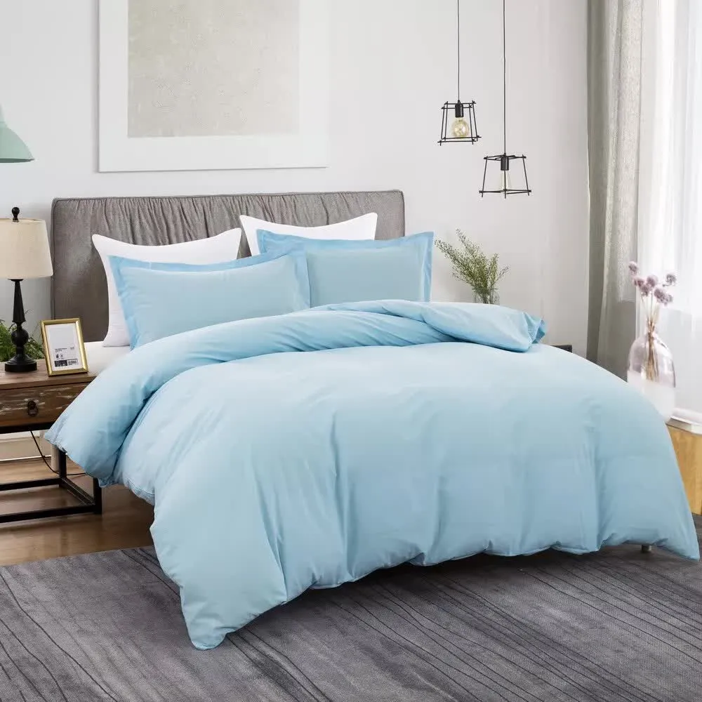 100% Cotton Premium Doona Duvet Quilt Cover Set with Soft Pillowcases | Aqua | Super King