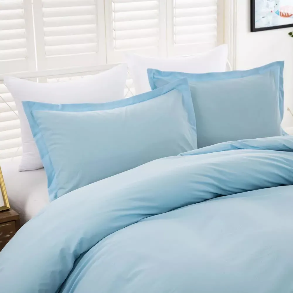 100% Cotton Premium Doona Duvet Quilt Cover Set with Soft Pillowcases | Aqua | Super King