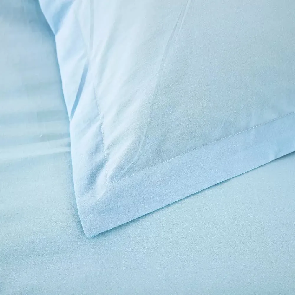 100% Cotton Premium Doona Duvet Quilt Cover Set with Soft Pillowcases | Aqua | Super King
