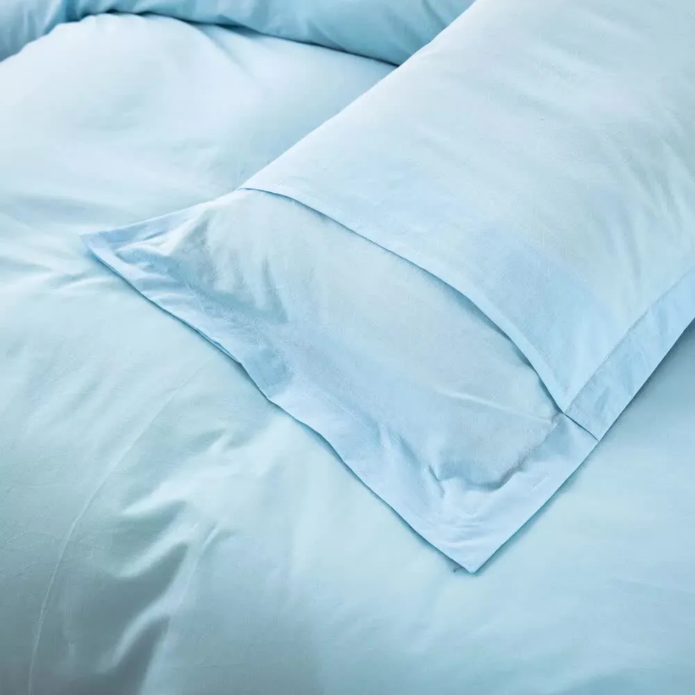 100% Cotton Premium Doona Duvet Quilt Cover Set with Soft Pillowcases | Aqua | Super King