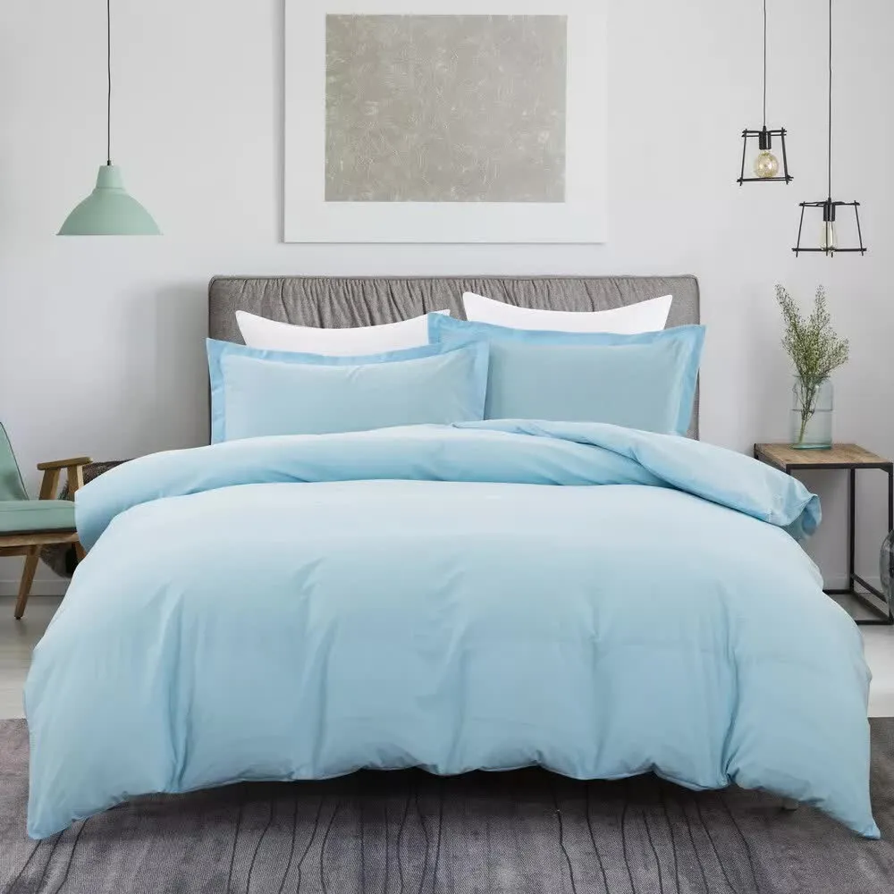 100% Cotton Premium Doona Duvet Quilt Cover Set with Soft Pillowcases | Aqua | Super King
