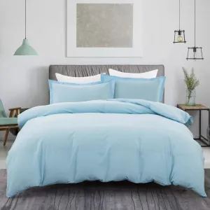 100% Cotton Premium Doona Duvet Quilt Cover Set with Soft Pillowcases | Aqua | Super King