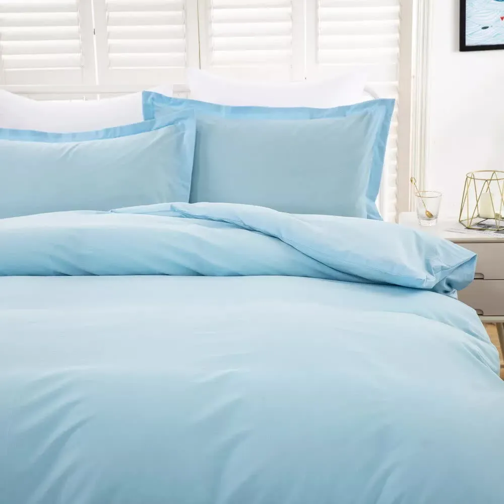 100% Cotton Premium Doona Duvet Quilt Cover Set with Soft Pillowcases | Aqua | Super King