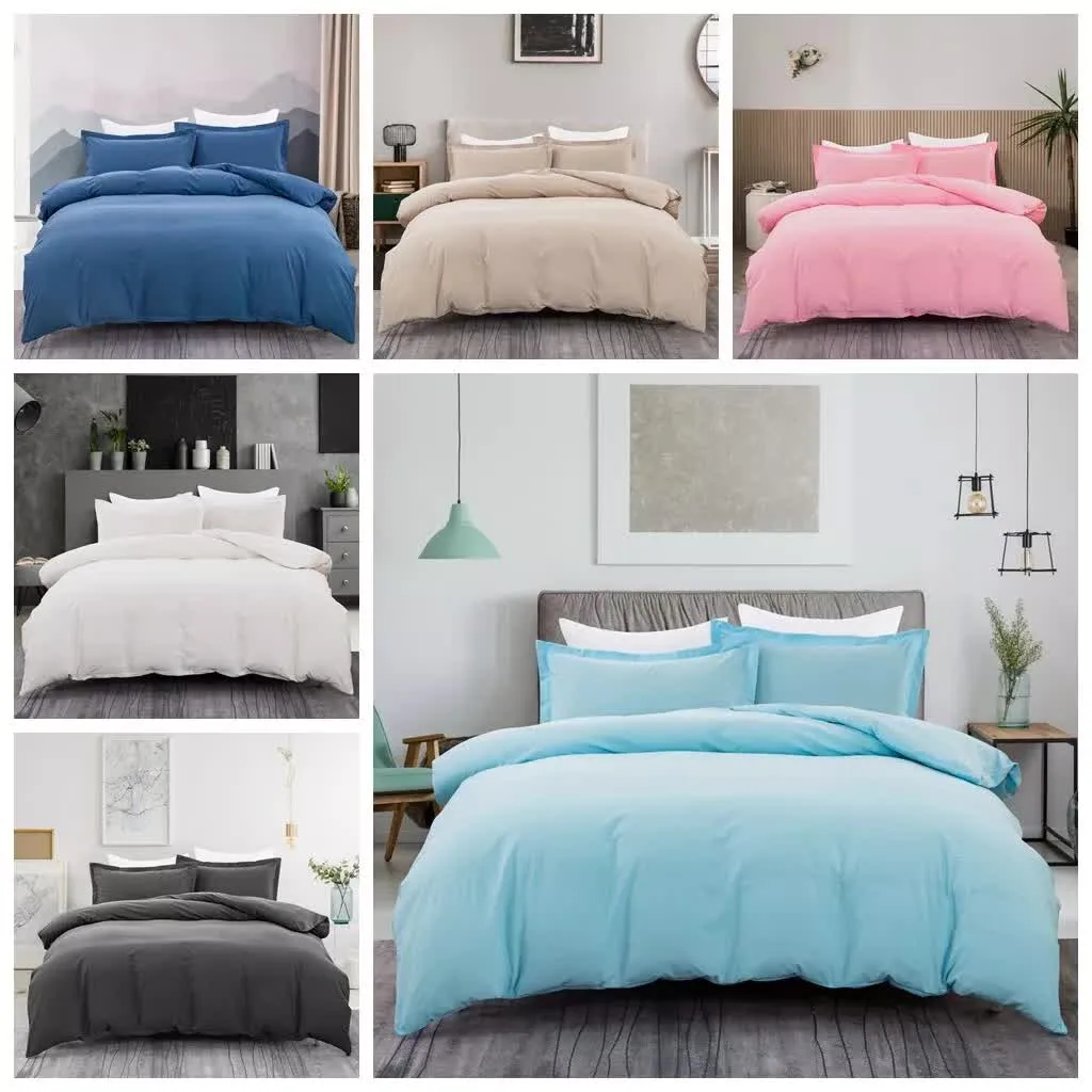 100% Cotton Premium Doona Duvet Quilt Cover Set with Soft Pillowcases | Blue | Double