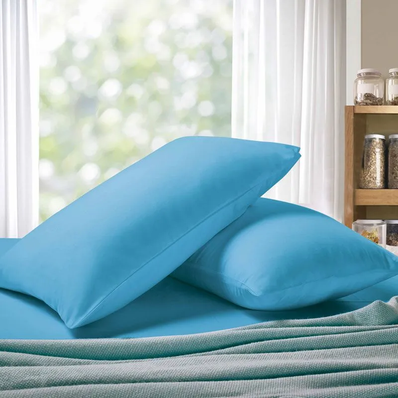1000TC Premium Ultra Soft Pillowcases | King Size | 2-Pack | Light Blue