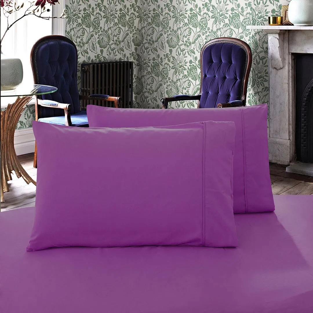 1000TC Premium Ultra Soft Pillowcases | King Size | 2-Pack | Purple