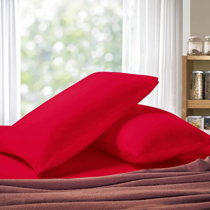 1000TC Premium Ultra Soft Pillowcases | Queen Size | 2-Pack | Red