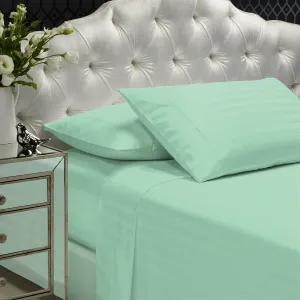 1200 Thread Count Damask Stripe Cotton Blend Sheet Set | King | Mist