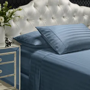 1200TC Sheet Set | Damask Cotton Blend | Ultra Soft Sateen Bedding | King | Blue Fog