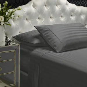 1200TC Sheet Set | Damask Cotton Blend | Ultra Soft Sateen Bedding | King | Charcoal Grey