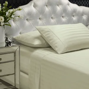 1200TC Sheet Set | Damask Cotton Blend | Ultra Soft Sateen Bedding | King | Pebble
