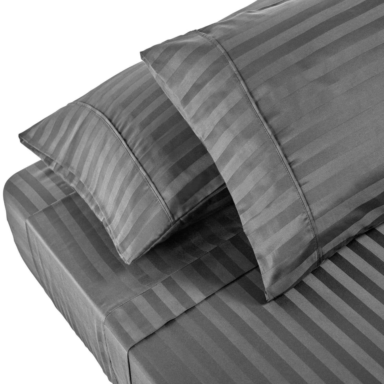 1200TC Sheet Set | Damask Cotton Blend | Ultra Soft Sateen Bedding | Queen | Charcoal Grey