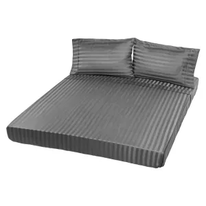 1200TC Sheet Set | Damask Cotton Blend | Ultra Soft Sateen Bedding | Queen | Charcoal Grey