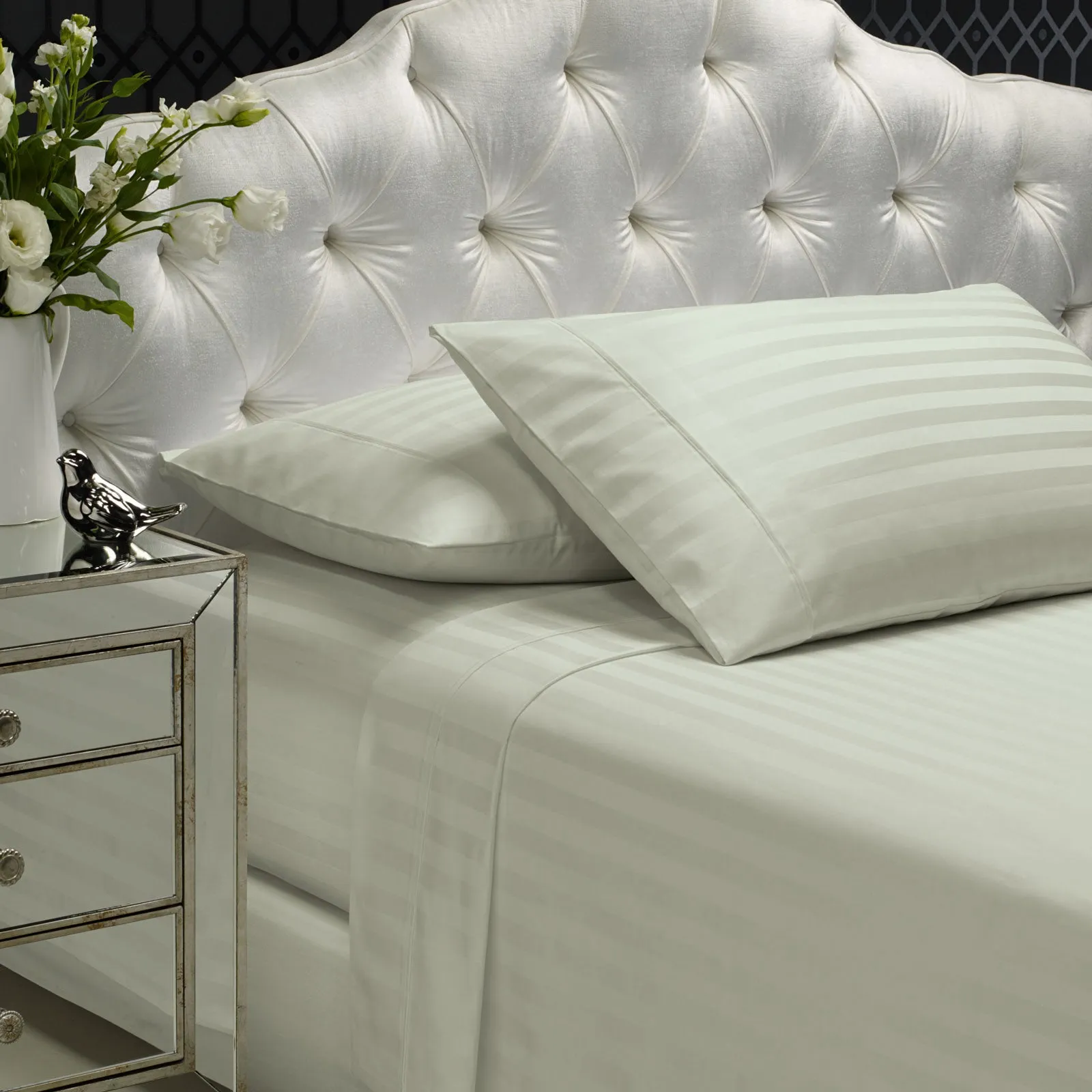 1200TC Sheet Set | Damask Cotton Blend | Ultra Soft Sateen Bedding | Queen | Silver