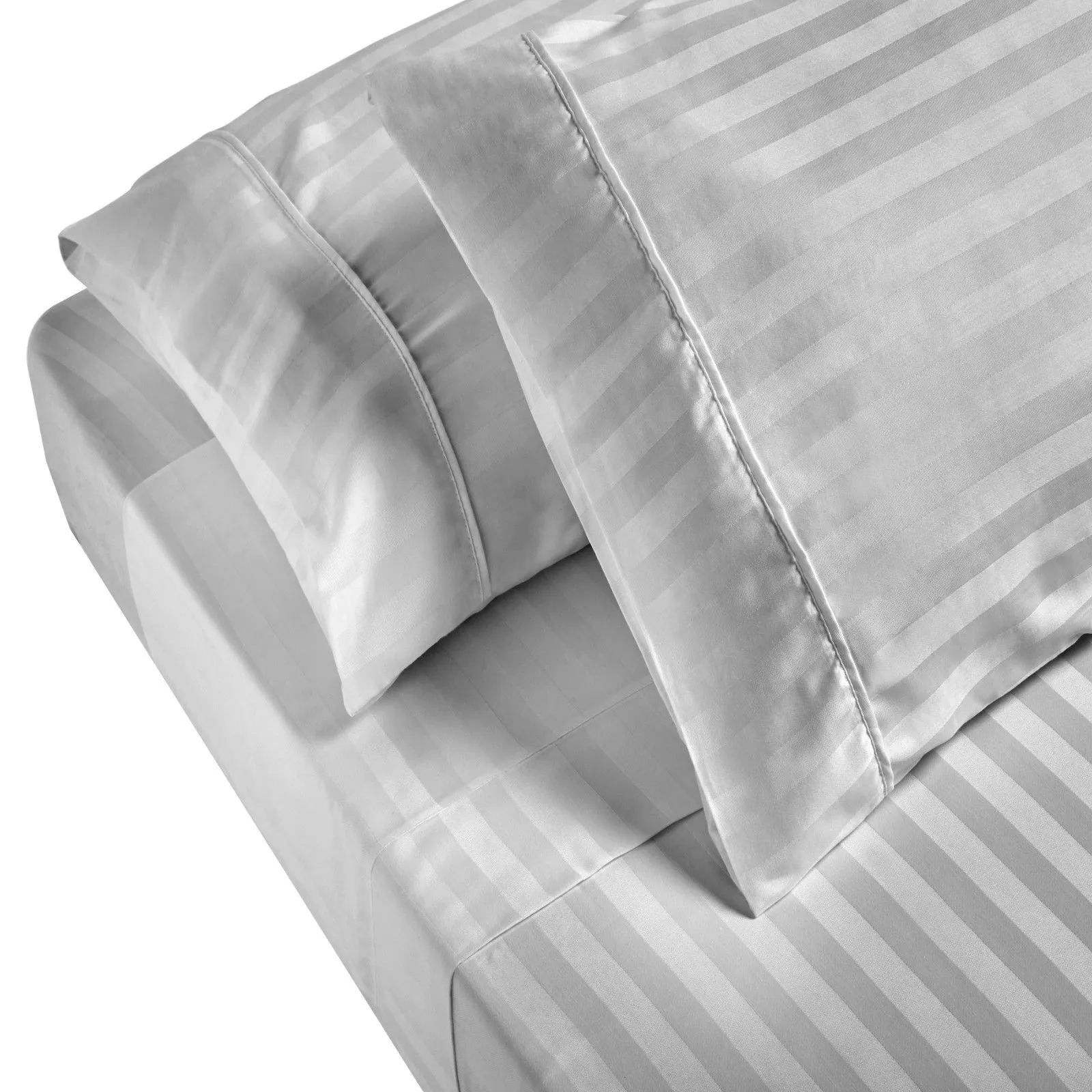 1200TC Sheet Set | Damask Cotton Blend | Ultra Soft Sateen Bedding | Queen | Silver