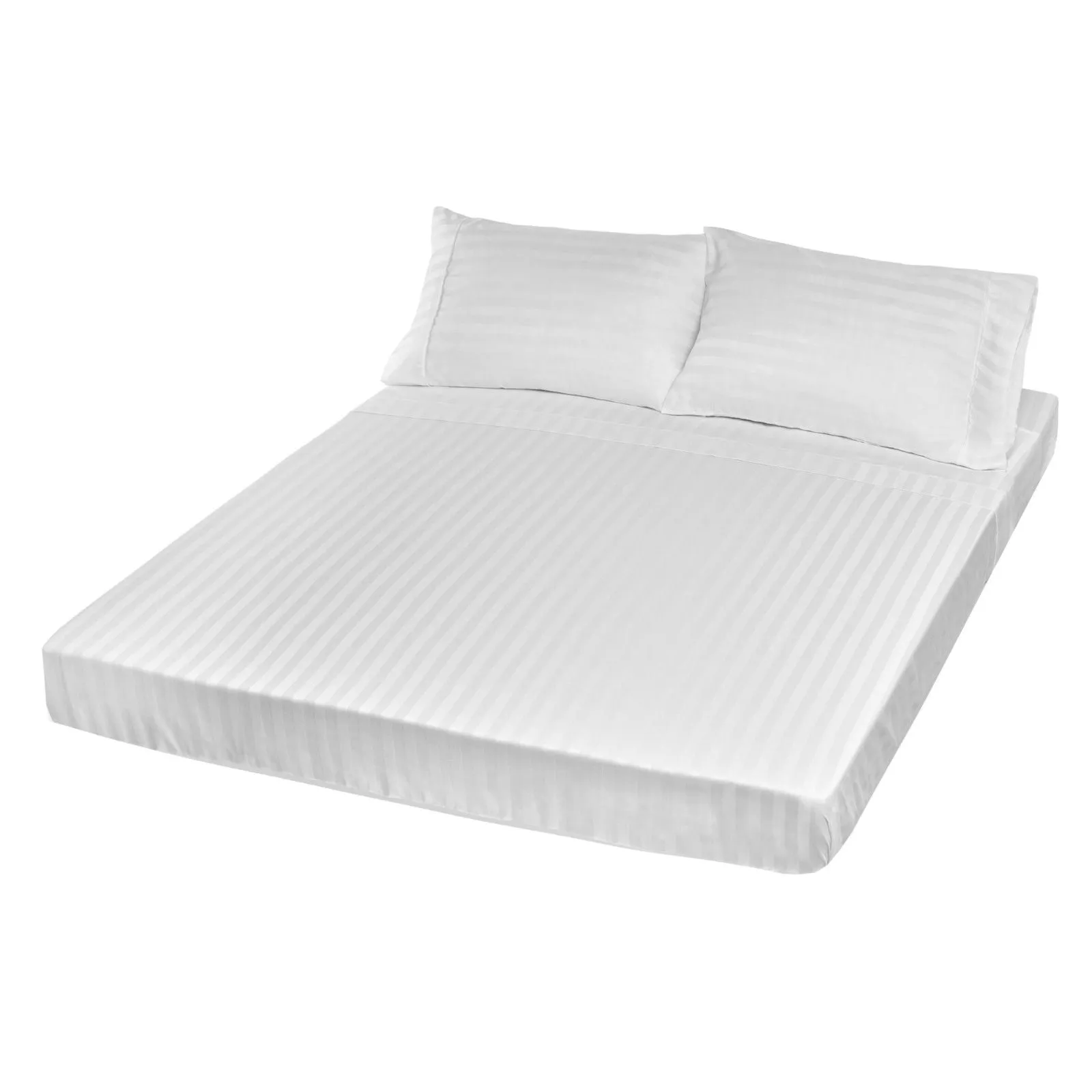 1200TC Sheet Set | Damask Cotton Blend | Ultra Soft Sateen Bedding | Queen | White