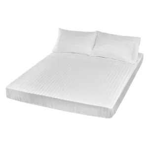 1200TC Sheet Set | Damask Cotton Blend | Ultra Soft Sateen Bedding | Queen | White