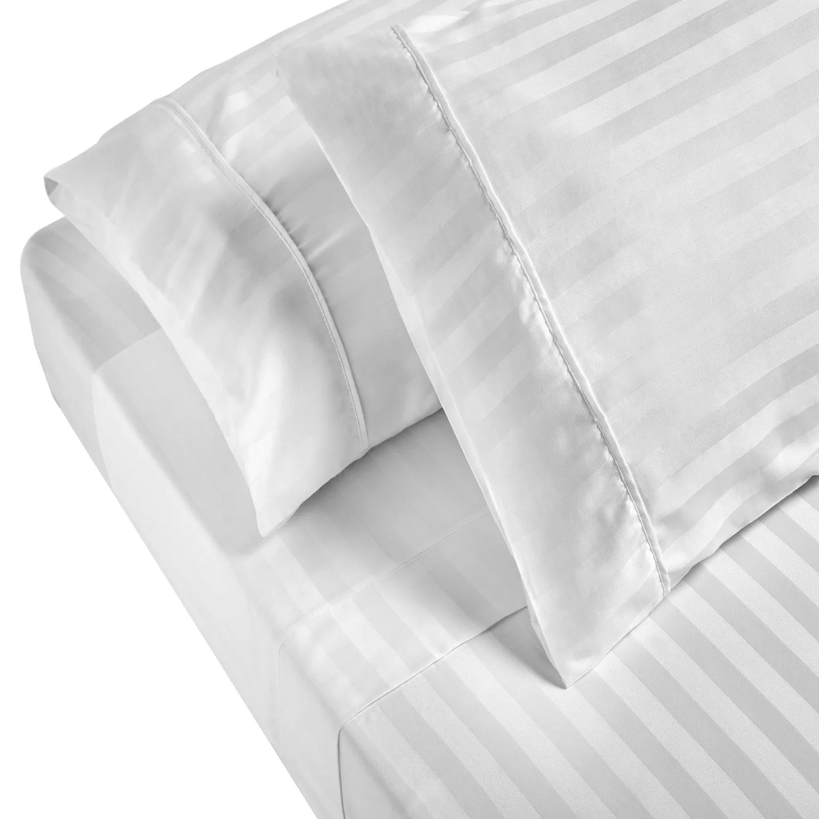1200TC Sheet Set | Damask Cotton Blend | Ultra Soft Sateen Bedding | Queen | White