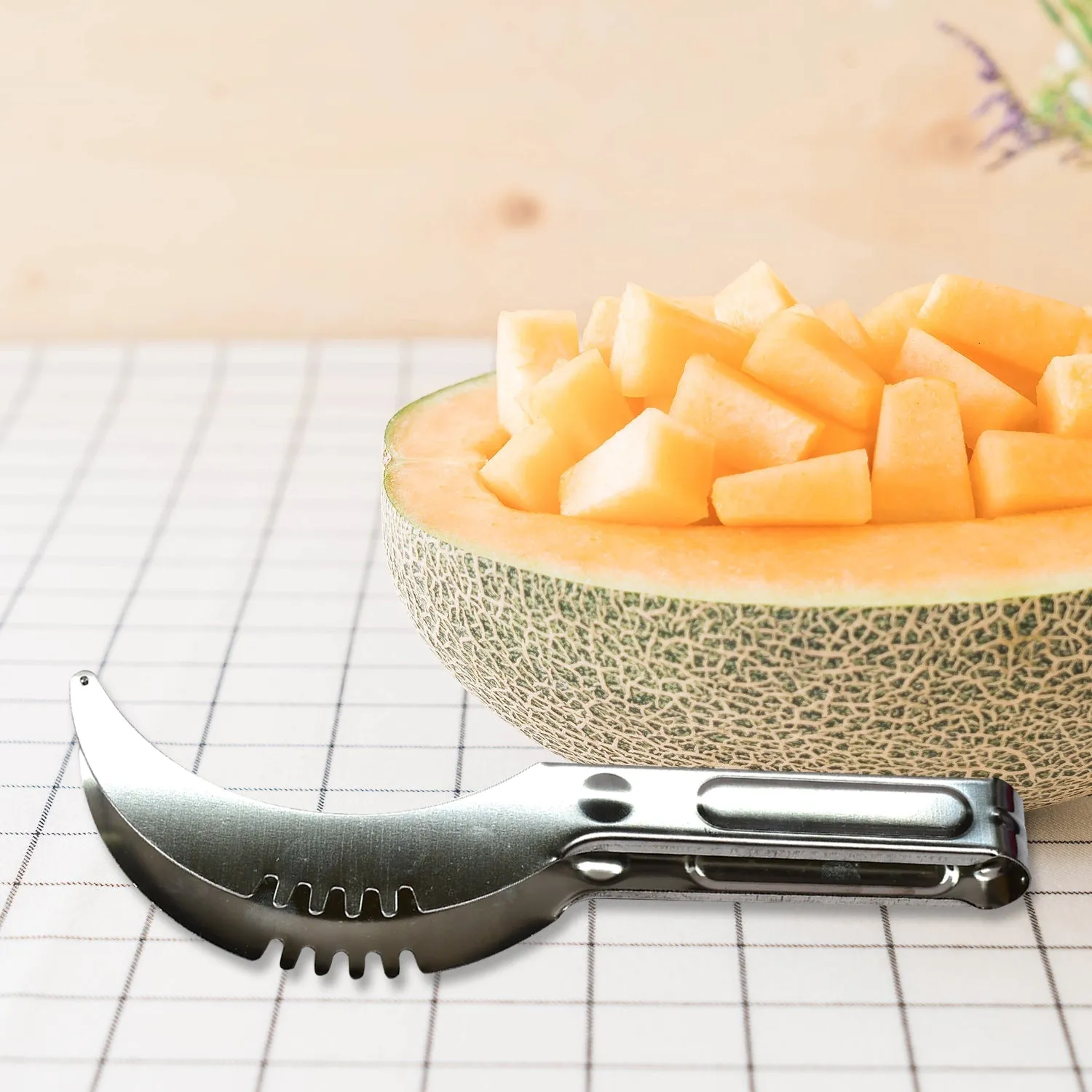 2981 Watermelon Cantaloupe Slicer Stainless Steel Knife Corer Fruit Vegetable - Tools Kitchen Gadgets Melon Slicer Cutter Melon Fruit