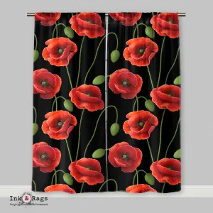 3D Style Poppy Curtains