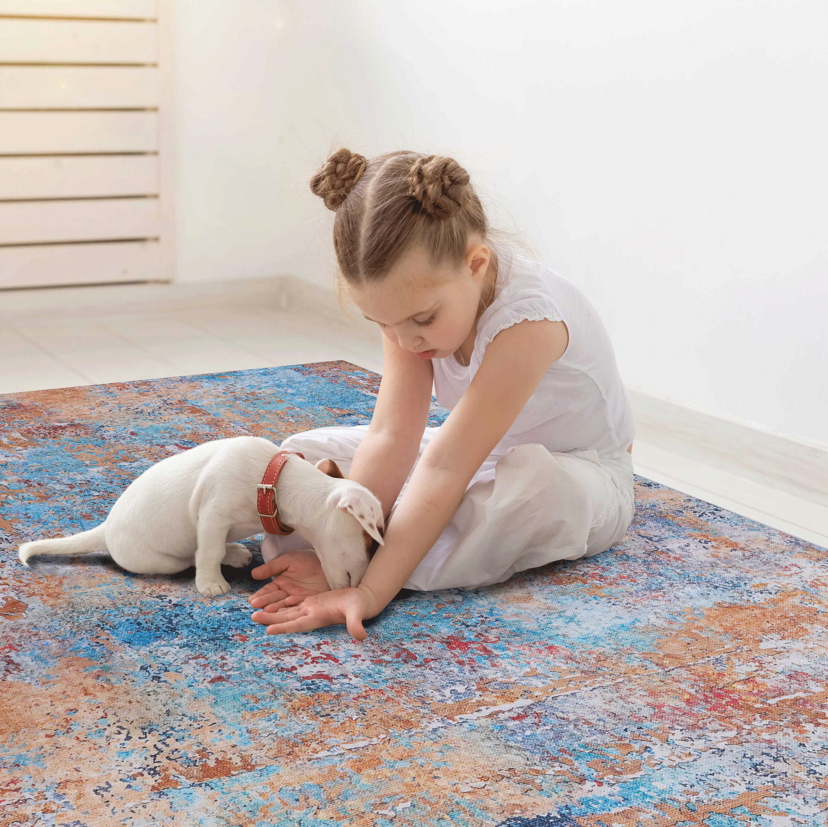 6x9 Area Rug, Washable Rug, Low-Pile, Non-Slip, Non-Shedding, Foldable, Kid & Pet Friendly - Area Rugs for living room, bedroom, kitchen, dining room rug - Perfect Gifts, (Multi, 6' x 9')