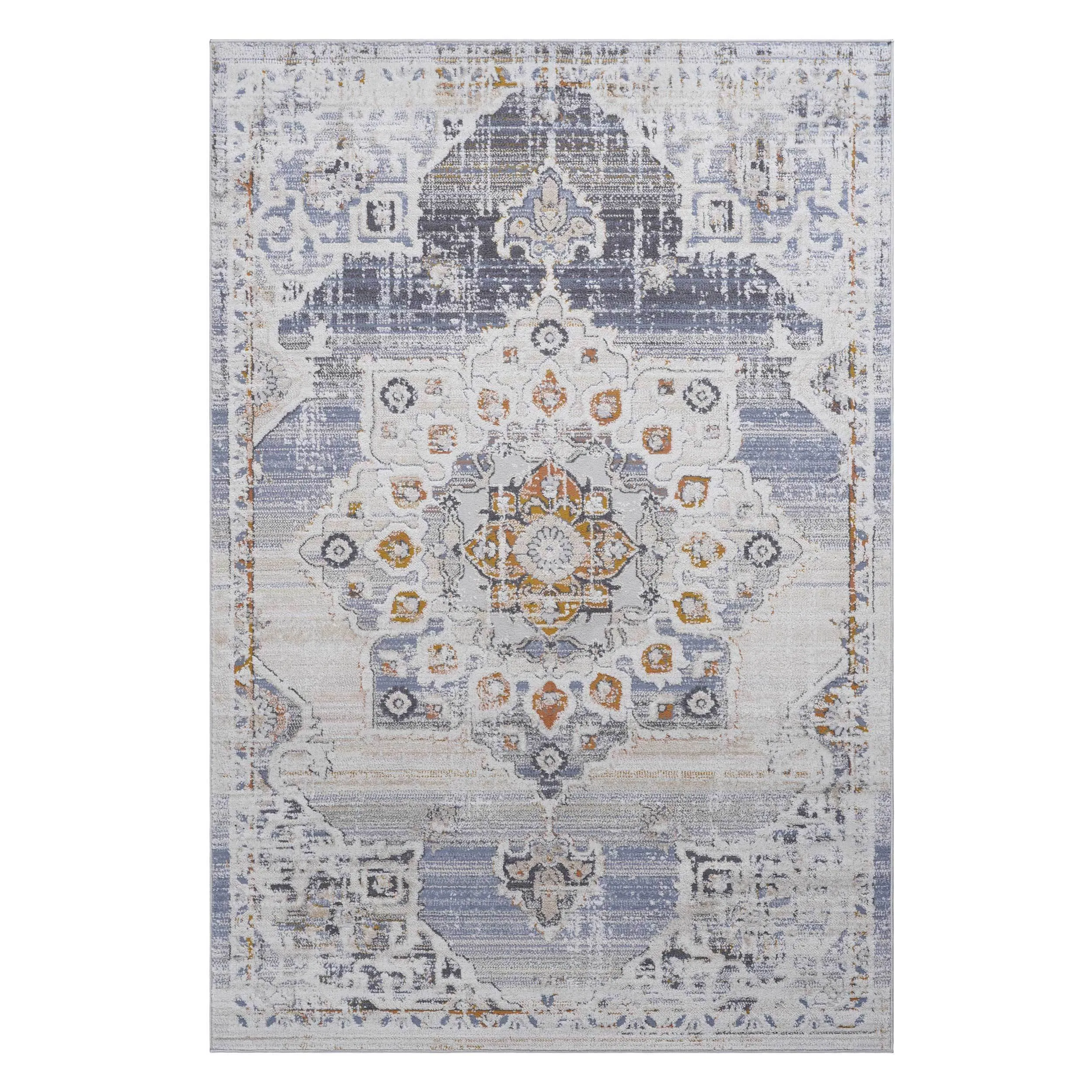 6X9 Cream/Gold /Medallion Non-Shedding Living Room Bedroom Dining Home Office Stylish and Stain Resistant Area Rug