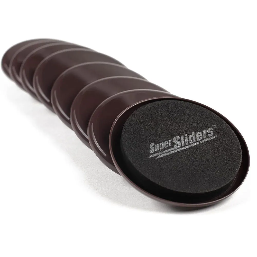8 Pc Brown Round Furniture Sliders Glides Feet Movers 3.5" Pads Mat Floor Carpet