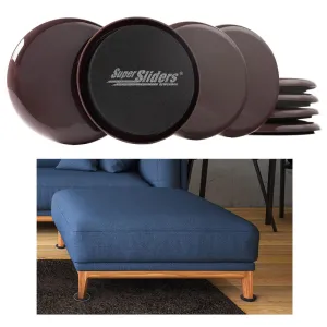 8 Pc Brown Round Furniture Sliders Glides Feet Movers 3.5" Pads Mat Floor Carpet