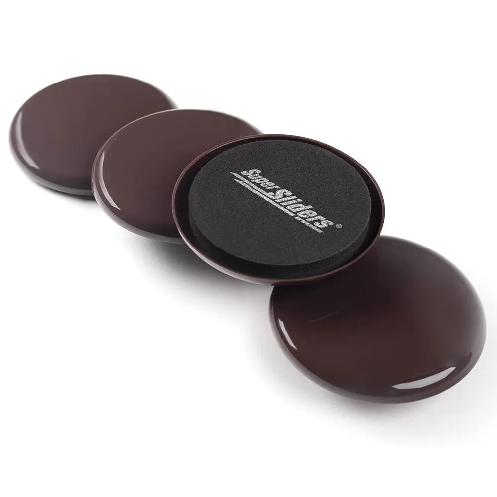 8 Pc Brown Round Furniture Sliders Glides Feet Movers 3.5" Pads Mat Floor Carpet