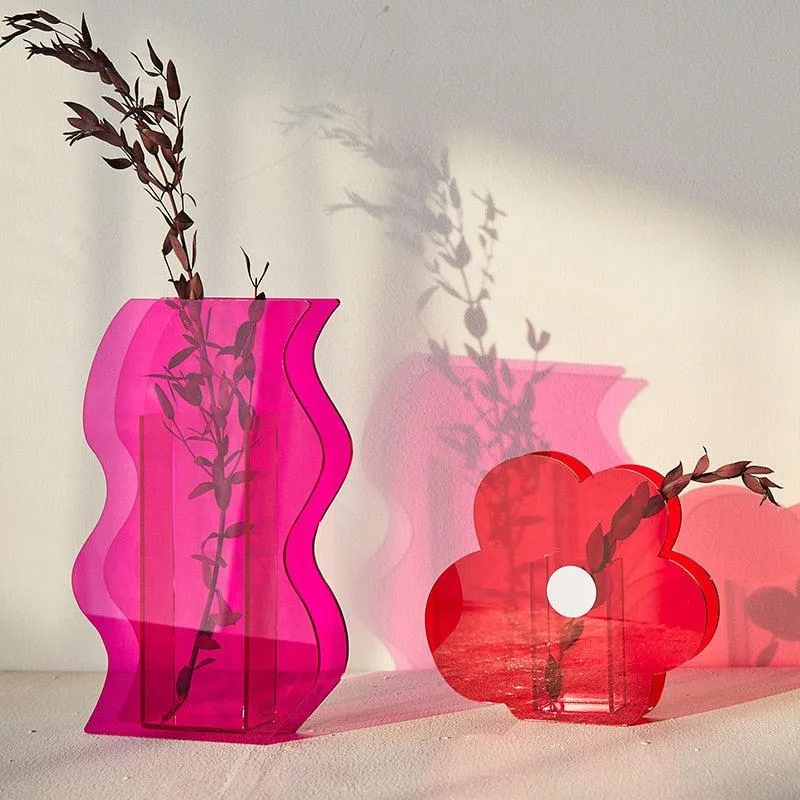 Acrylic Designer Colorful Nordic Geometric Vase