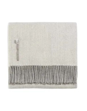 Alicia Adams Alpaca Throw in Pearl Grey Herringbone