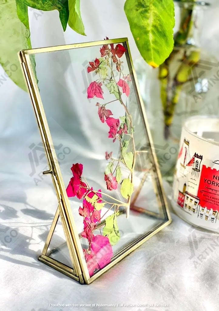 ARTINCO Art India Collections Decorative Brass And Glass Standing Table Photo Frame 4X6(Tabletop, 1.00)