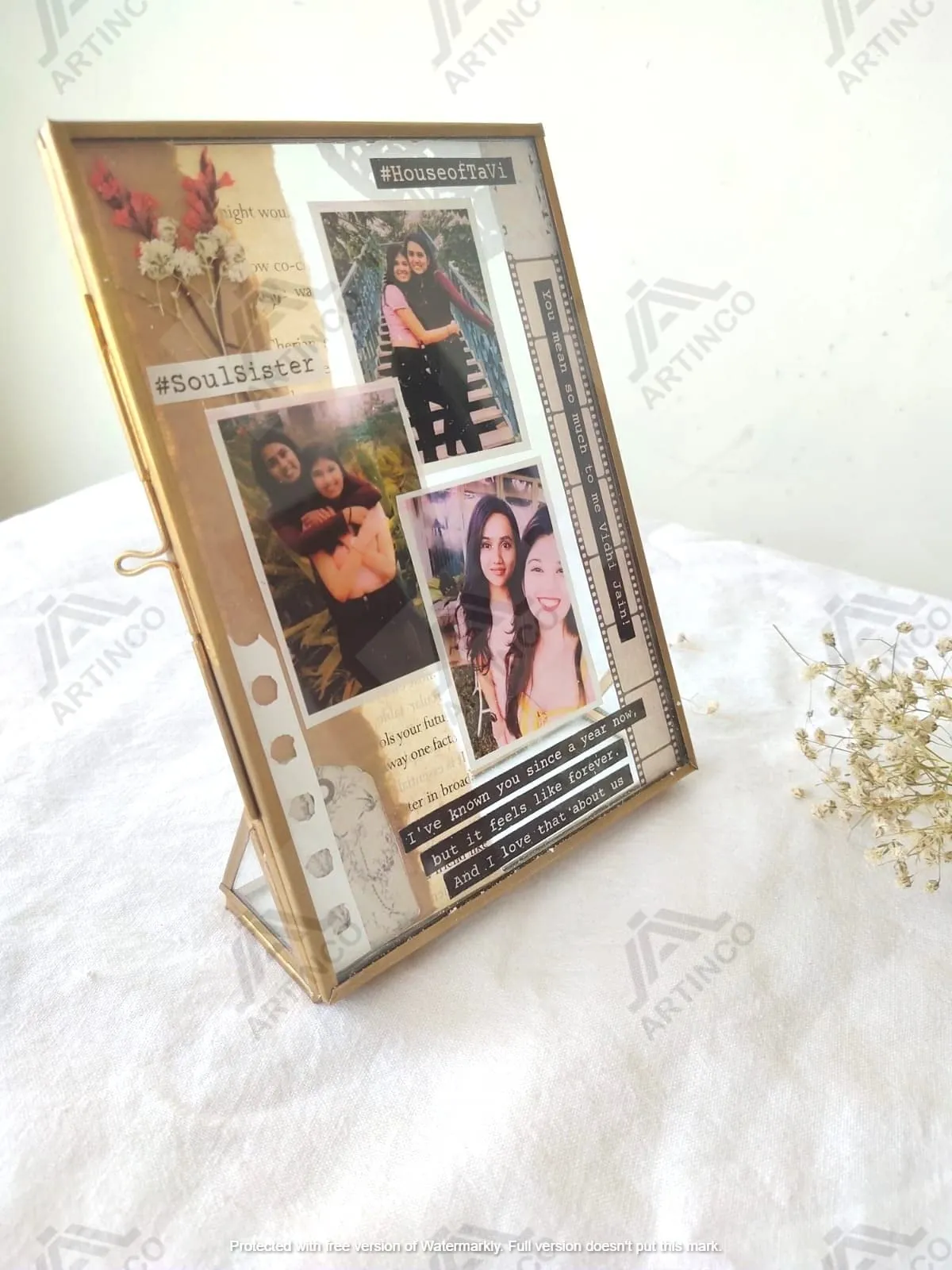 ARTINCO Art India Collections Decorative Brass And Glass Standing Table Photo Frame 4X6(Tabletop, 1.00)