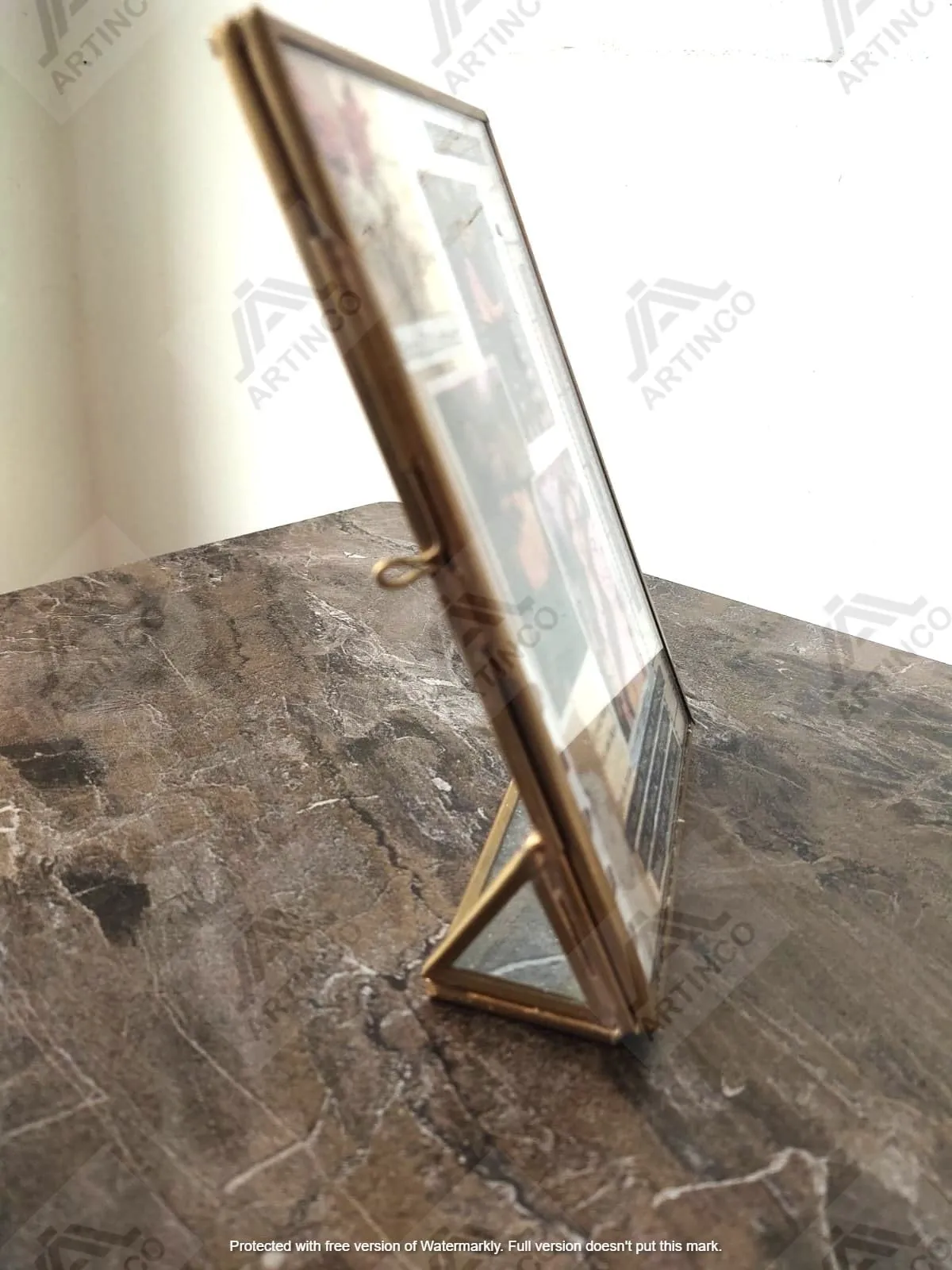ARTINCO Art India Collections Decorative Brass And Glass Standing Table Photo Frame 4X6(Tabletop, 1.00)