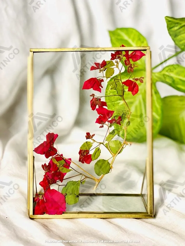 ARTINCO Art India Collections Decorative Brass And Glass Standing Table Photo Frame 4X6(Tabletop, 1.00)