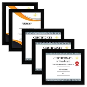 ArtzFolio Frame for Certificates D550 | Wall Photo Frame Collage for Living Room | Picture Frames Home & Wall Decoration | Black | Set of 5 Units | With Back Stand | A4 Size