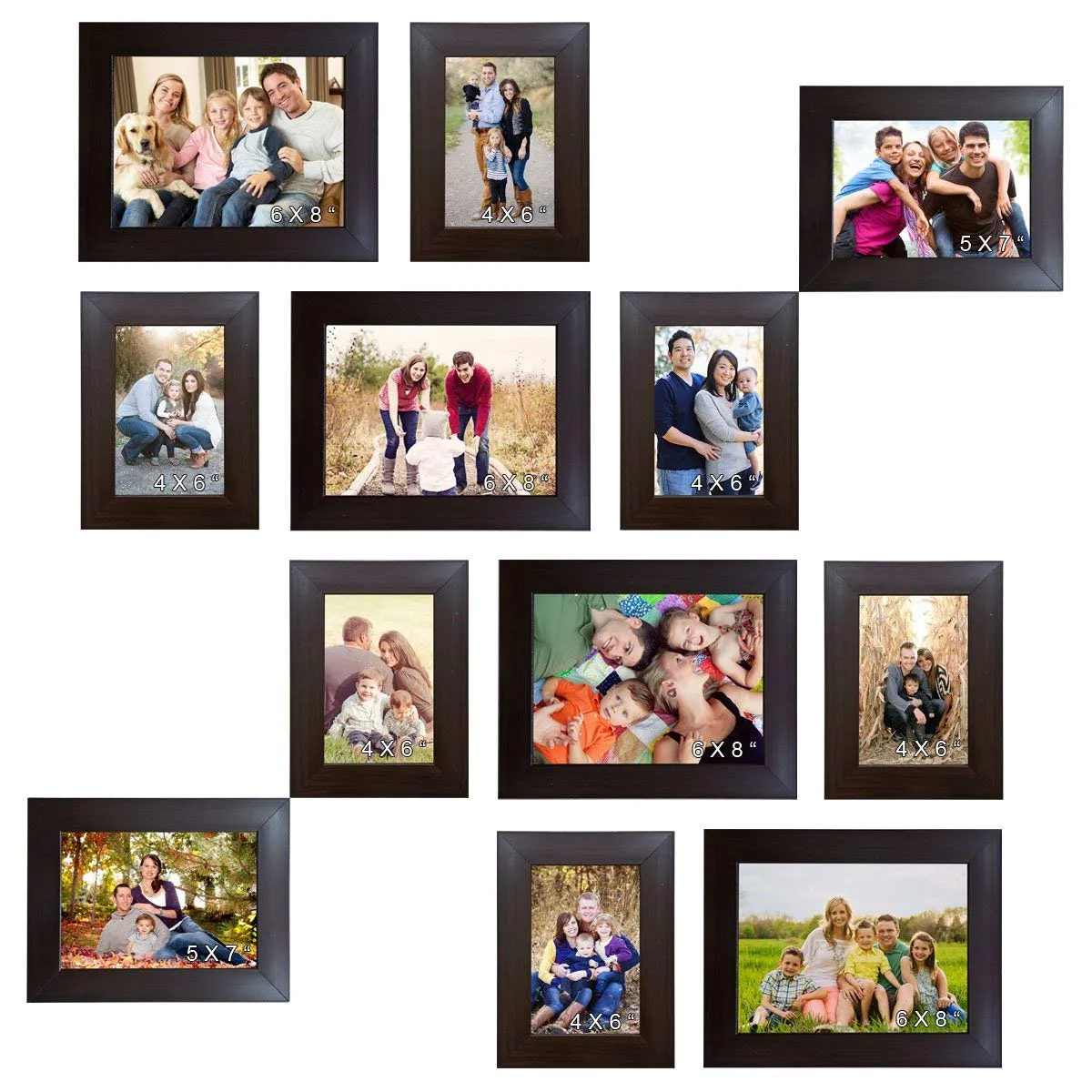 ArtzFolio Wall Photo Frame D100 | Wall Photo Frame Collage for Living Room | Picture Frames Home & Wall Decoration | Black | Set of 12 Units | 4x6-6 Unit | 5x7-2 Unit | 6x8-4 Unit