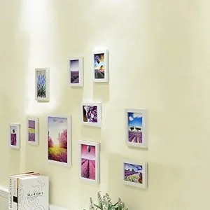ArtzFolio Wall Photo Frame D155 | Wall Photo Frame Collage for Living Room | Picture Frames Home & Wall Decoration | White | Set of 10 Units | 4x6-6 Unit | 5x7-3 Unit | 6x8-1 Unit