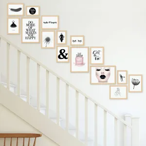 ArtzFolio Wall Photo Frame D195 | Wall Photo Picture Frames Home & Wall Decoration | Natural Brown | Set of 15 Units | 4x6-4 Unit | 5x7-3 Unit | 6x8-3 Unit | 8x10-5 Unit
