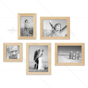 ArtzFolio Wall Photo Frame D199 | Wall Photo Frame Collage for Living Room | Picture Frames Home & Wall Decoration | Natural Brown | Set of 5 Units | 4x6-1 Unit | 6x6-1 Unit | 6x8-3 Unit