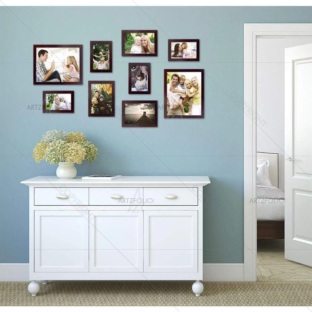 ArtzFolio Wall Photo Frame D261 | Wall Photo Frame Collage for Living Room | Picture Frames Home & Wall Decoration | Dark Brown | Set of 9 Units | 4x6-4 Unit | 5x7-3 Unit | 8x10-2 Unit