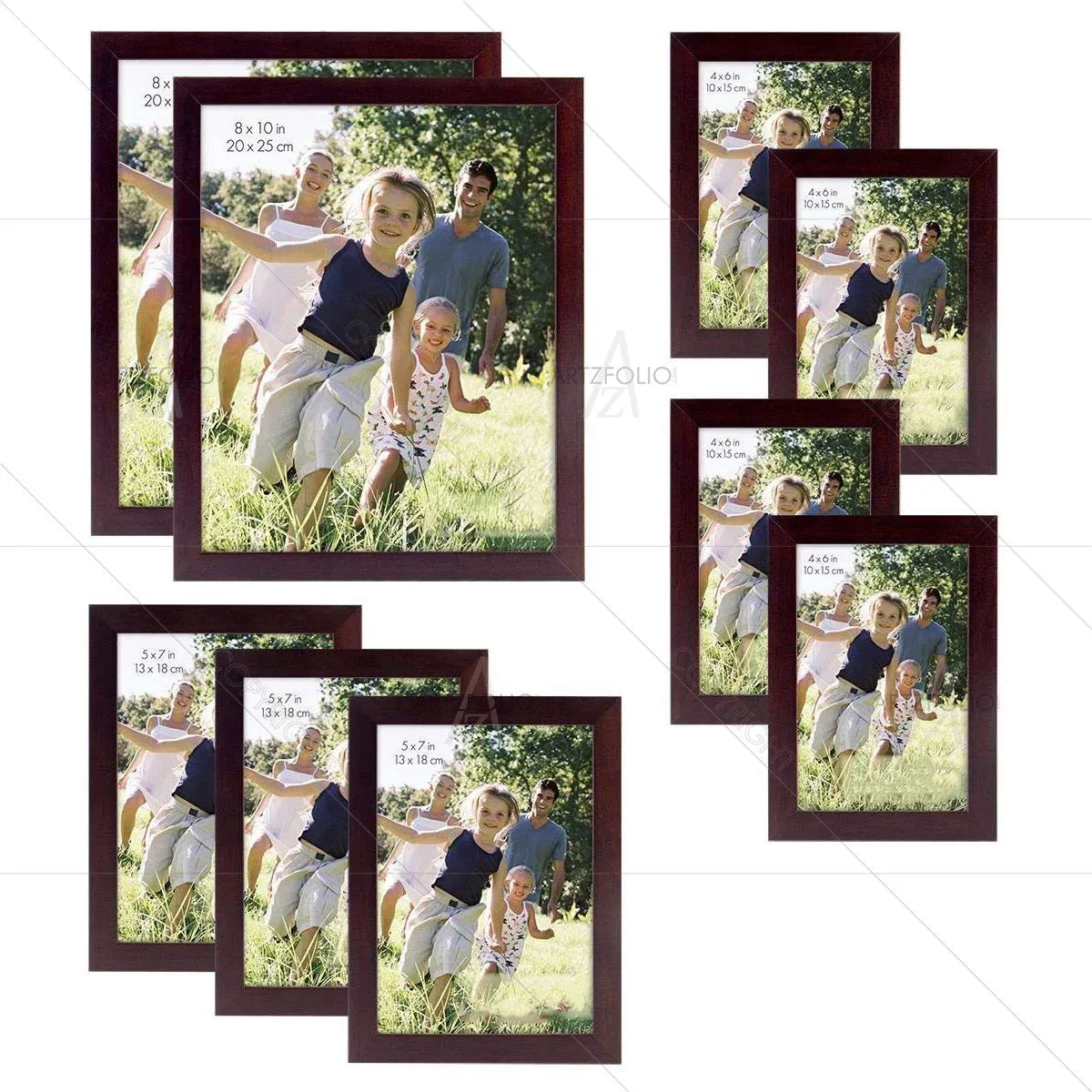 ArtzFolio Wall Photo Frame D261 | Wall Photo Frame Collage for Living Room | Picture Frames Home & Wall Decoration | Dark Brown | Set of 9 Units | 4x6-4 Unit | 5x7-3 Unit | 8x10-2 Unit