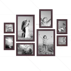 ArtzFolio Wall Photo Frame D277 | Wall Photo Frame Collage for Living Room | Picture Frames Home & Wall Decoration | Dark Brown | Set of 8 Units | 6x6-2 Unit | 6x8-4 Unit | 8x10-2 Unit