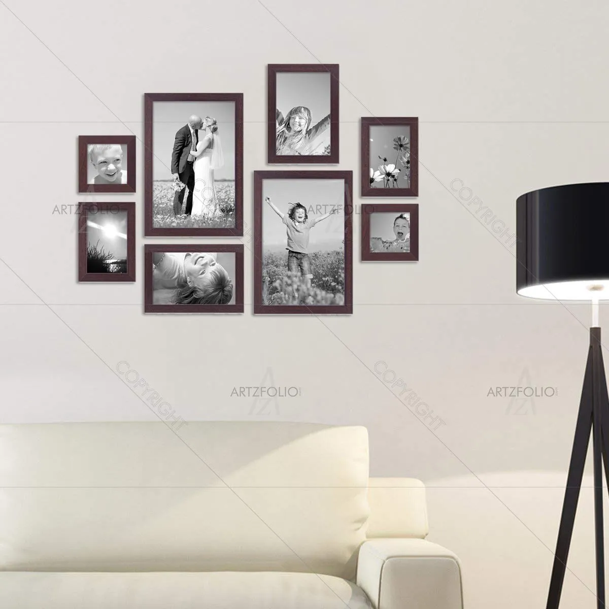 ArtzFolio Wall Photo Frame D277 | Wall Photo Frame Collage for Living Room | Picture Frames Home & Wall Decoration | Dark Brown | Set of 8 Units | 6x6-2 Unit | 6x8-4 Unit | 8x10-2 Unit