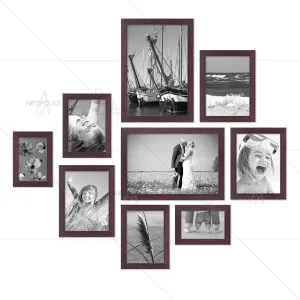 ArtzFolio Wall Photo Frame D278 | Wall Photo Picture Frames Home & Wall Decoration | Dark Brown | Set of 9 Units | 4x6-2 Unit | 5x7-2 Unit | 6x8-3 Unit | 8x10-2 Unit