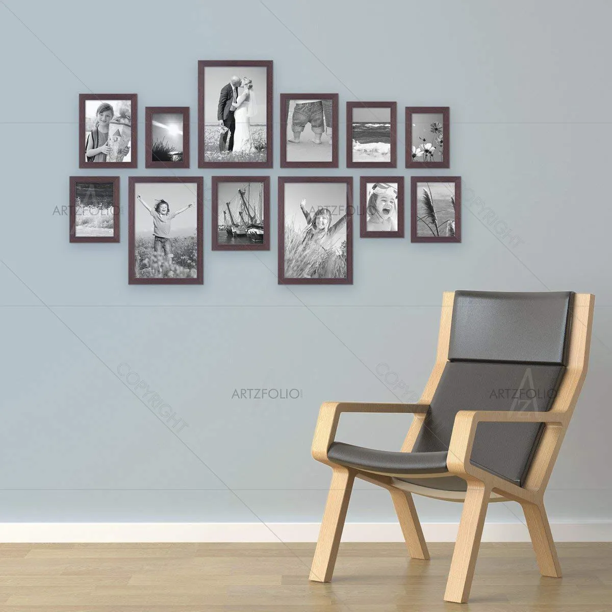 ArtzFolio Wall Photo Frame D280 | Wall Photo Picture Frames Home & Wall Decoration | Dark Brown | Set of 12 Units | 4x6-3 Unit | 5x7-3 Unit | 6x8-3 Unit | 8x10-3 Unit