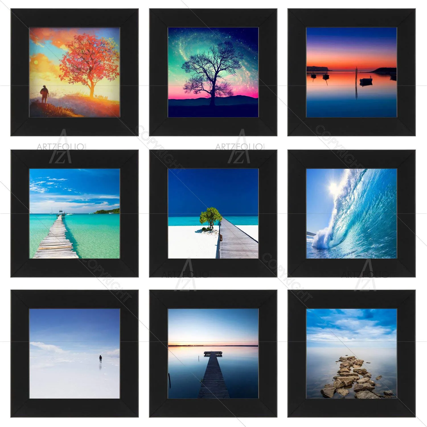 ArtzFolio Wall Photo Frame D305 | Wall Photo Frame Collage for Living Room | Picture Frames Home & Wall Decoration | Black | Set of 9 Units | 6x6inch