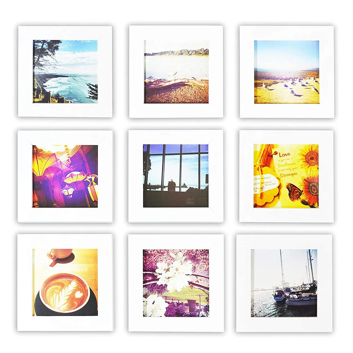 ArtzFolio Wall Photo Frame D311 | Wall Photo Frame Collage for Living Room | Picture Frames Home & Wall Decoration | White | Set of 9 Units | 6x6inch