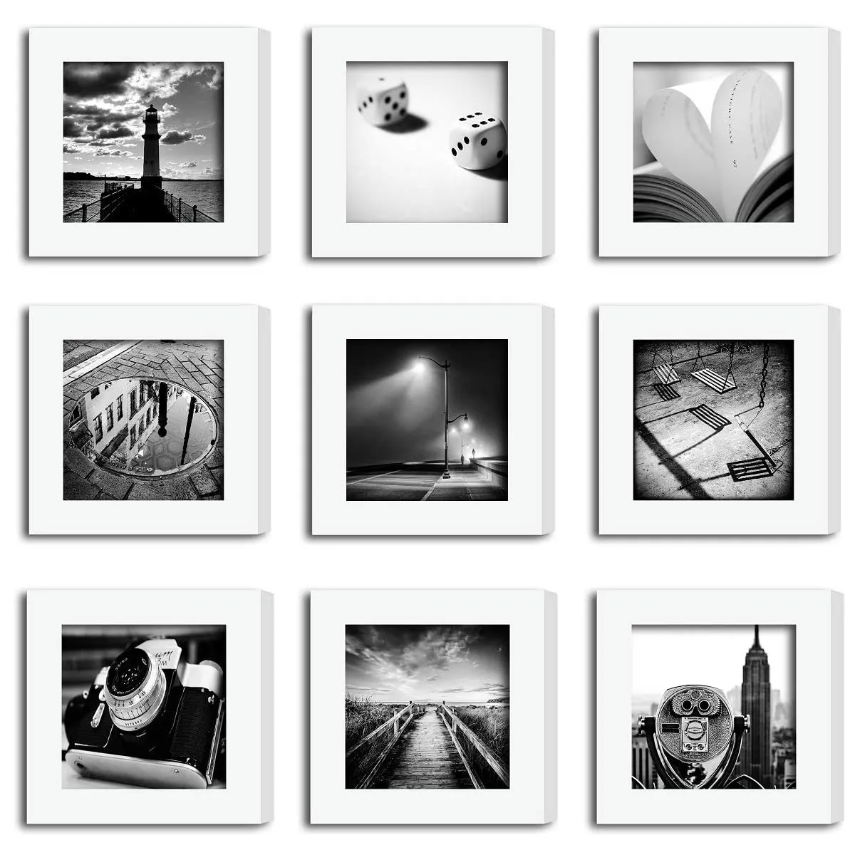 ArtzFolio Wall Photo Frame D311 | Wall Photo Frame Collage for Living Room | Picture Frames Home & Wall Decoration | White | Set of 9 Units | 6x6inch